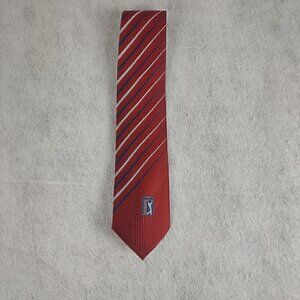 PGA Tour Men's Red, Blue, Silver Striped 100% Silk Necktie